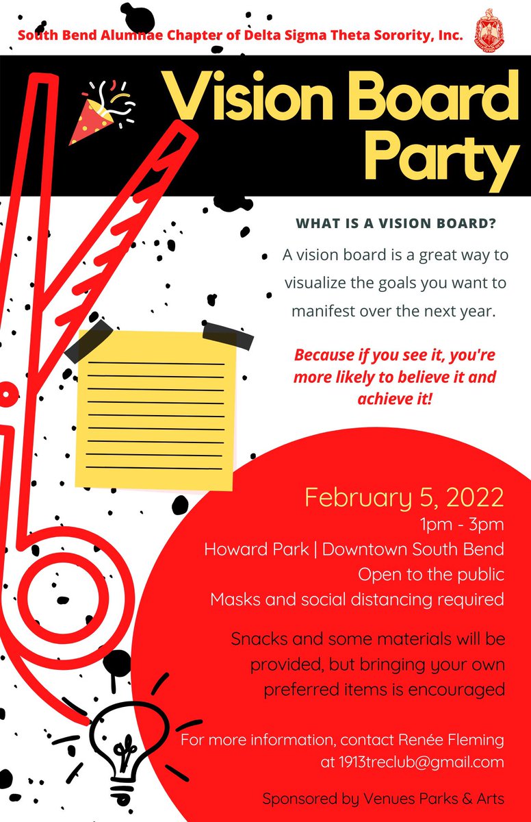 Have you set your 2022 goals but haven’t made a visual foundation for manifestation? We got you! Join us for a Vision Board Party, February 5 from 1-3pm at Howard Park. Feel free to bring magazines &amp; other materials to make your vision come to life✨ Sponsored by: <a href="/sbvpa/">Venues Parks & Arts</a>