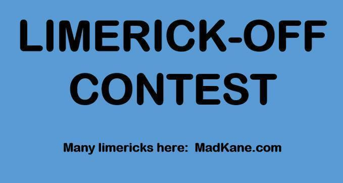 MadKane's tweet photo. #LimerickPrompt 
It's Limerick-Off time. Please join me in writing a limerick using this RHYME WORD at the end of any one line: PRIME.
https://t.co/5xRaUkjtvH.

And please don't forget the separate themed-limerick contest.  The new theme is ACCUSATIONS. https://t.co/IcYQjrHEWp