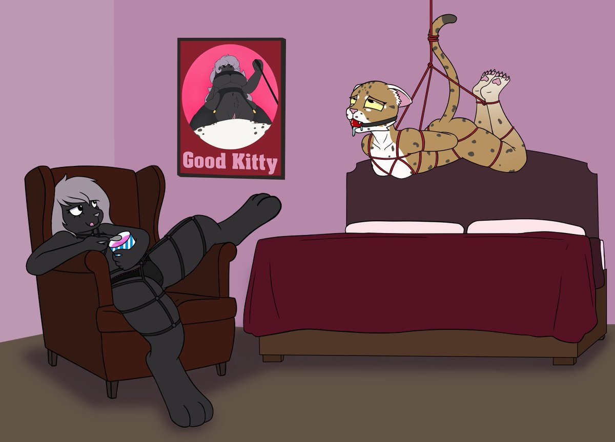 FrostyNSFW's tweet photo. Finished commission for @BunnyLucario of his bun enjoying dessert and a show :P

Also thank you to @Groundbyte for letting me use some of their amazing art as a poster on the wall, go check out their art https://t.co/gNNoBE87hv