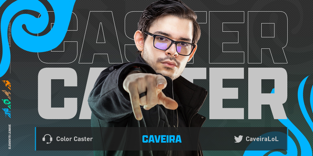 El segundo en ser presentado el día de hoy es nada más y nada menos que el gran @CaveiraLoL 🖤💀
#ElementsLoL

The second to be presented today is nothing more and nothing less than the great @CaveiraLoL  🖤💀