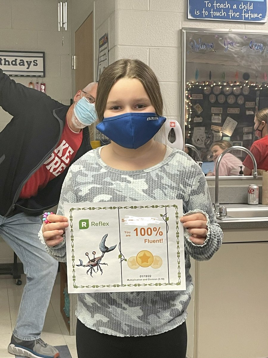 mrshoehing3's tweet photo. This @VioletAllStars #thirdgrader is 100% fluent with her multiplication facts! Even Mr. Paul was happy for her! #photobomber #math #reflexmath @myLSPS #proudteacher #happystudent https://t.co/Fht46cdc4f