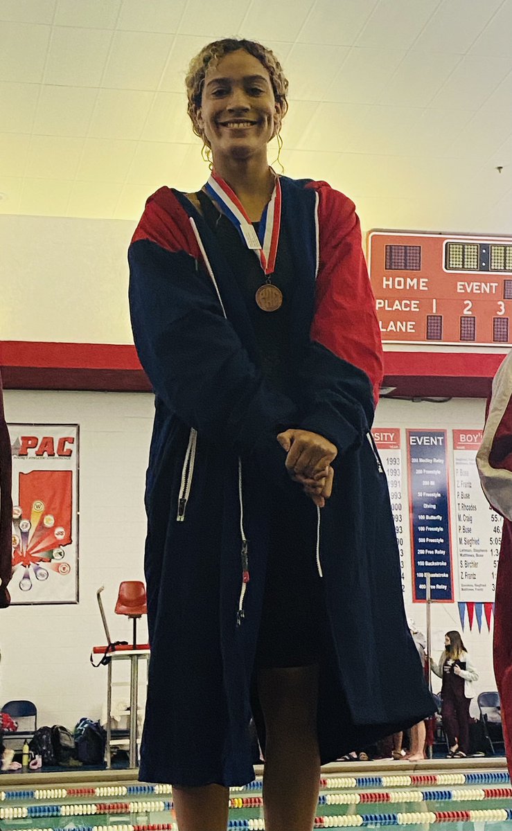 CaraSJohnson's tweet photo. Congratulations to my girl Jada Banks! 💗 She just won 1st place at the Pocket Athletic Conference in the 50 and 100 yard freestyle. She broke both school records again and broke both PAC records. 50 free time 24.64, 100 free time 53.85 #gopatriots https://t.co/rMDZ0R5oq6