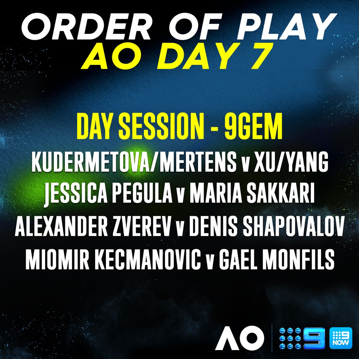 It's time for the fourth round! 🔥 This is who you'll be seeing on your screens today. 👇 #AusOpen - Live on 9Gem and 9Now