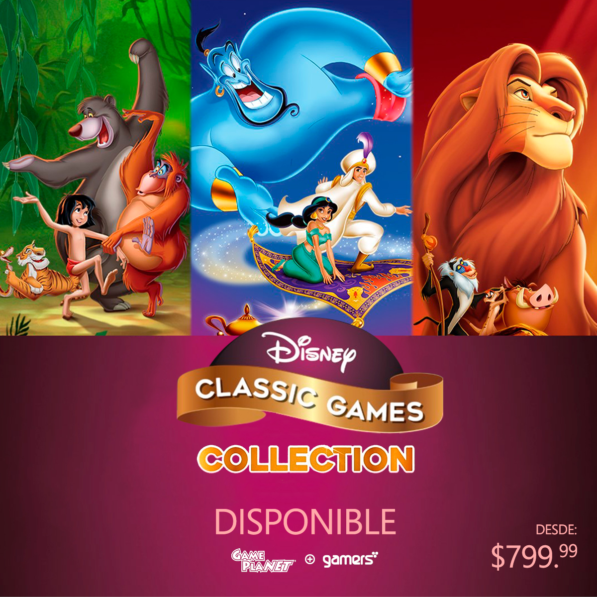 Gameplanetmx's tweet photo. #DisneyClassicGamesCollection🤩
Este paquete combina los Juegos Clásicos de Disney: Aladdin y El Rey León con el NUEVO "El Libro de la Selva y el Paquete de Aladdin".
Compra aquí: https://t.co/Ez2orZfGVs https://t.co/LfADuOX49c