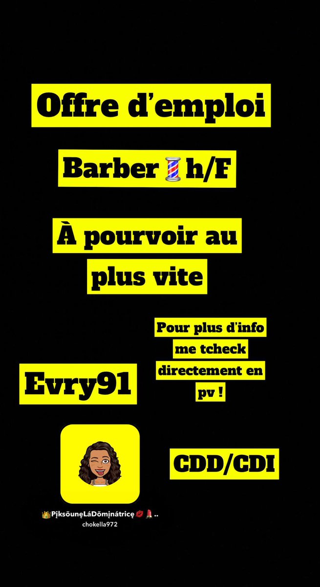 Si vous connaissez quelqu’un qui cherche  du travail et qui a de l’expérience je suis preneuse .. 🤗