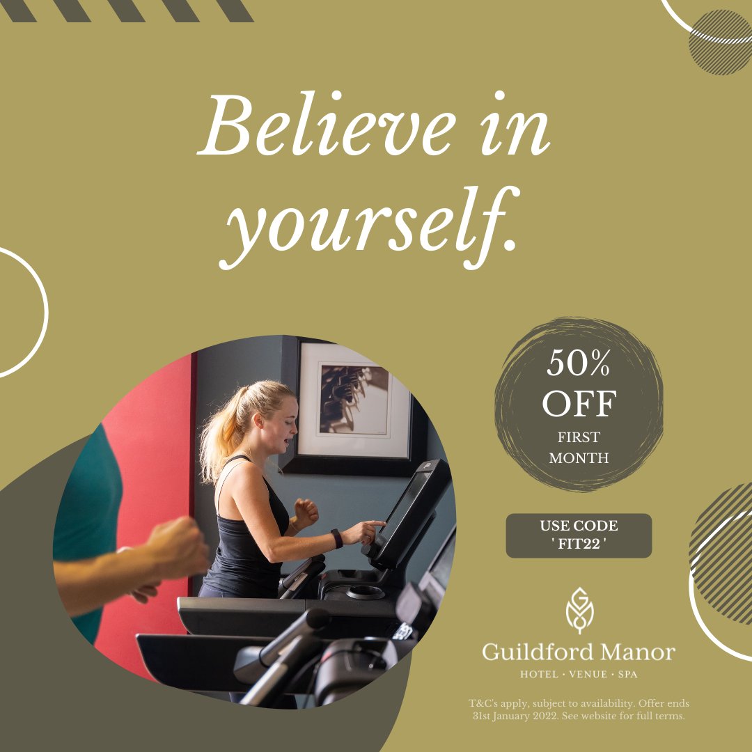 guildford_manor's tweet photo. Believe in yourself ✨ Be quick, our #newyear offer ends on 31st January! Use code 'FIT22' to get 50% off your first month Gym &amp; Spa membership at Guildford Manor Hotel &amp; Spa.
https://t.co/5nBmA83JYC https://t.co/vLL2OYQKIA