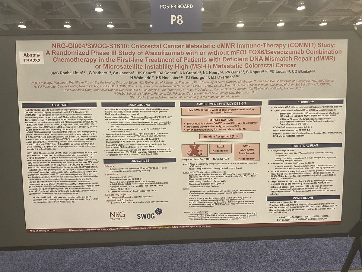#colorectalcancer #MSI-H <a href="/NRGonc/">NRG Oncology</a> #GI22 <a href="/ASCO/">ASCO</a>