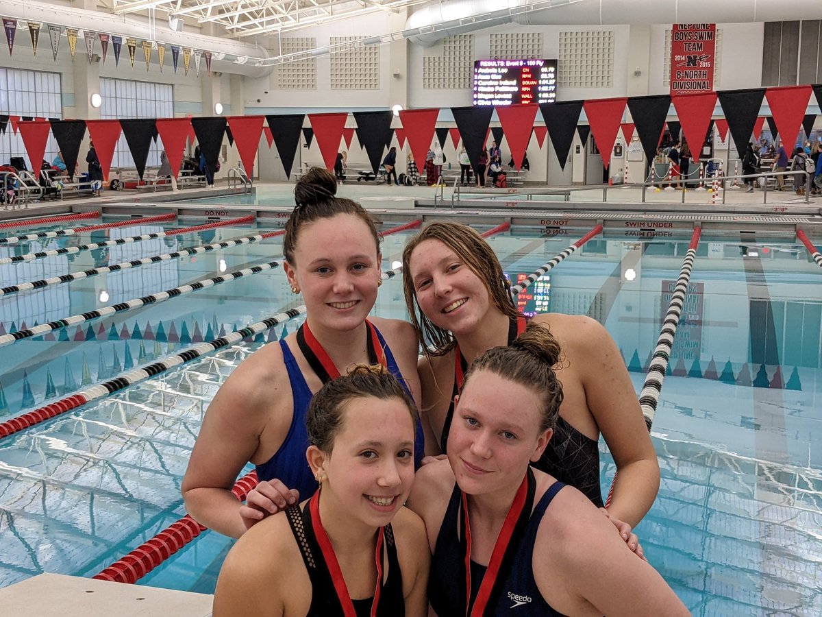 SquanSwimming's tweet photo. Monmouth County 400 Freestyle Relay Champions. Congratulations Maddie, Dylann, Summer, and Sarah. https://t.co/mMQU8jzR4Z