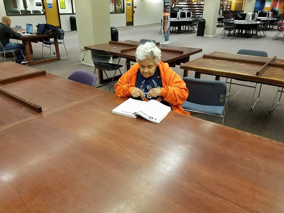 JoeJohnSr's tweet photo. Good Ol Memories, taking Dona Carolina to the UTEP library, crossword puzzle book as I typed out research papers. 🤣 #SheisBadAss ✊🏽⛏ https://t.co/UDpZm3kbeo