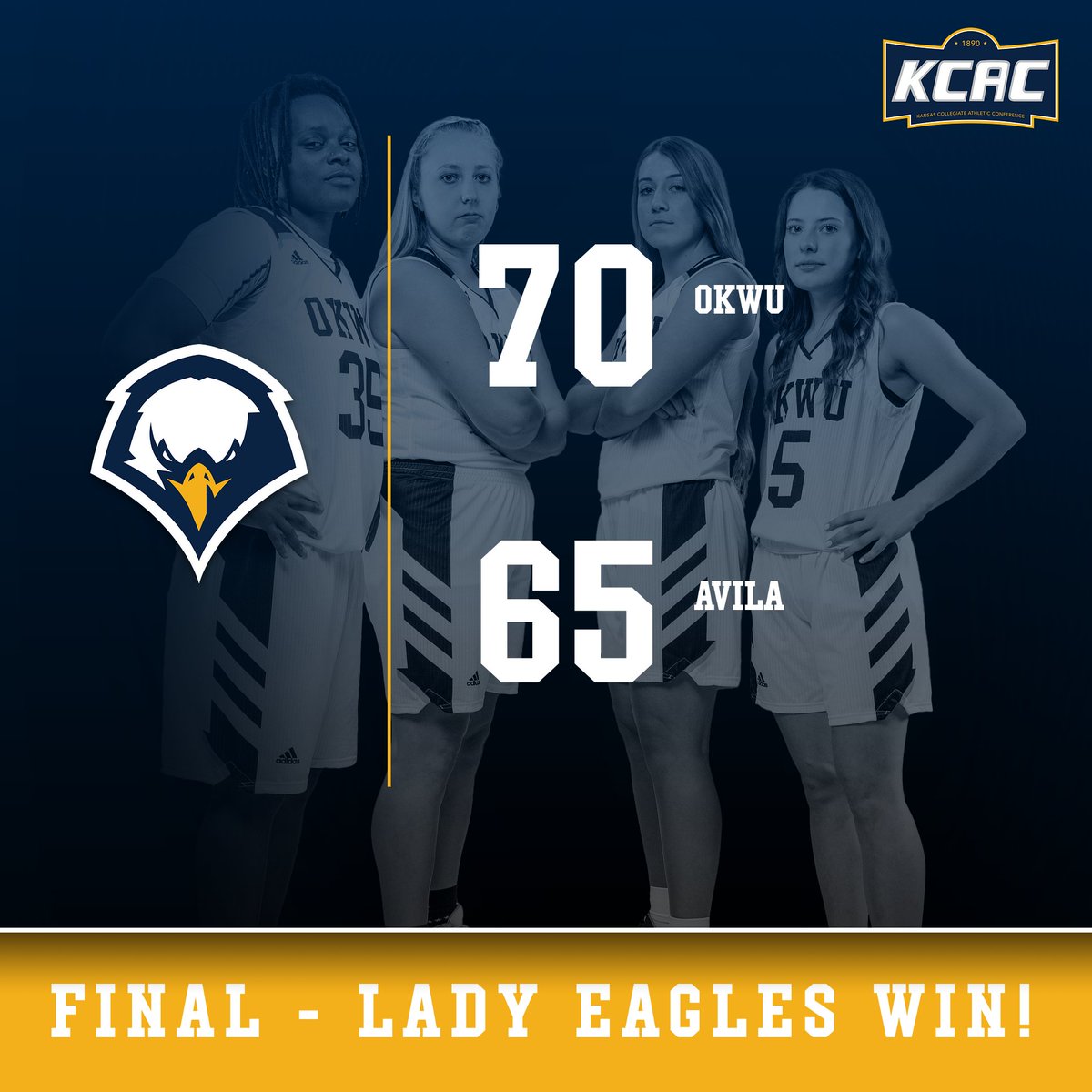 OKWUeagles's tweet photo. Winner winner!

@OKWUeagles_WBB take down Avila, 70-65.

Antonia Porter with a huge 18 points off the bench, including 6-6 at the charity stripe!

#weareOKWU https://t.co/jlY4C7umL2