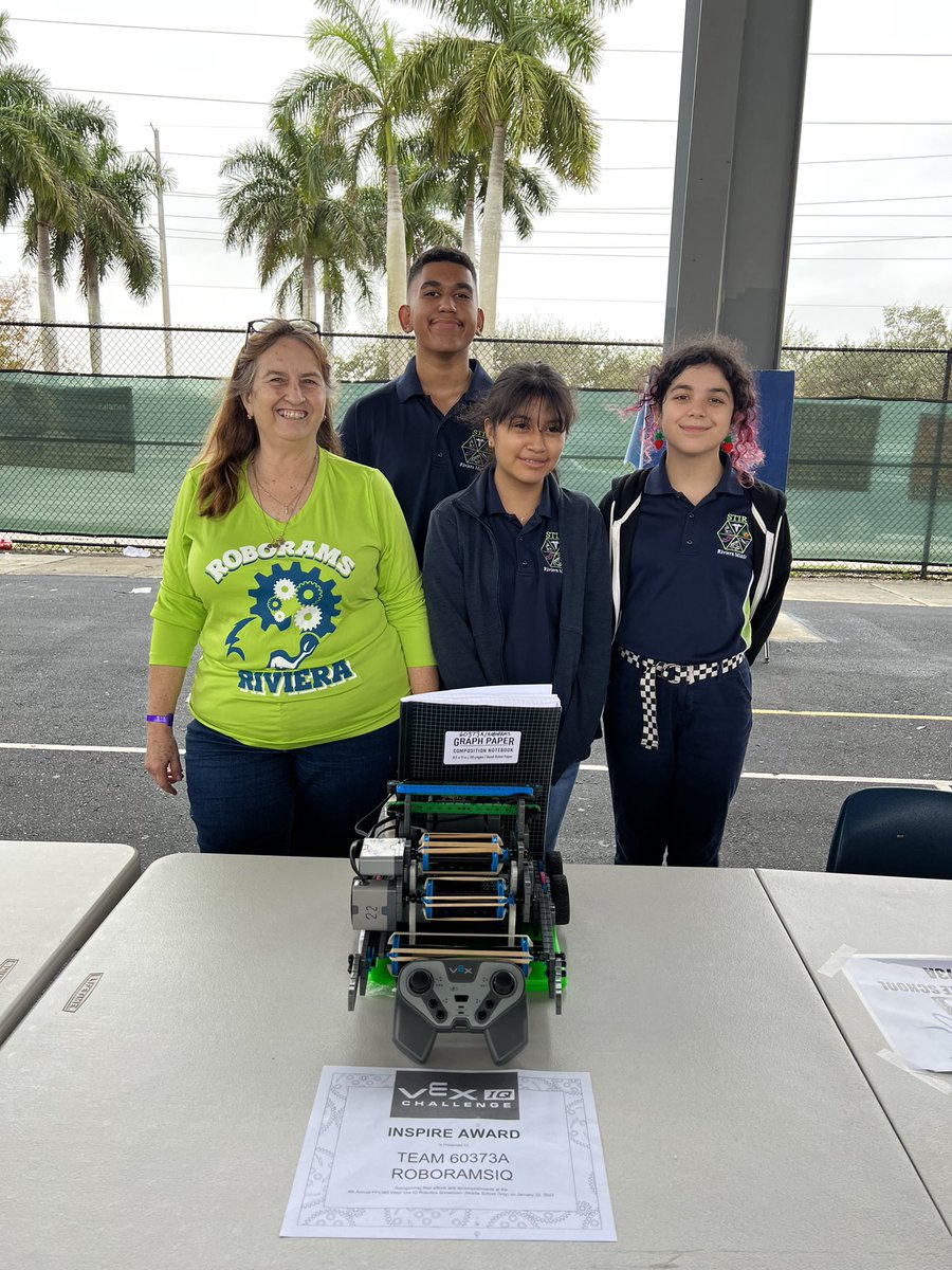 Robo Rams Winners of the VEX Robotics Inspire Award at todays competition in  Pembroke Pines <a href="/RivieraMiddle/">Riviera Middle</a> <a href="/VEXRobotics/">VEX Robotics</a> <a href="/MDCPSSTEAM/">M-DCPS STEAM</a>