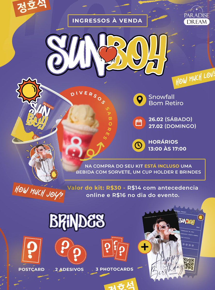 PARADISED1306's tweet photo. sᴜɴ ʙᴏʏ sᴘ - ʜᴏsᴇᴏᴋ ᴅᴀʏ ☀️

📆 26.02/27.02
📍 Snowfall Bom Retiro
🎟️ https://t.co/HmCJk0pMpl

Evento de aniversário com Cup Holder

#SUNBOY_HOSEOKDAY https://t.co/nSVl5sHXez