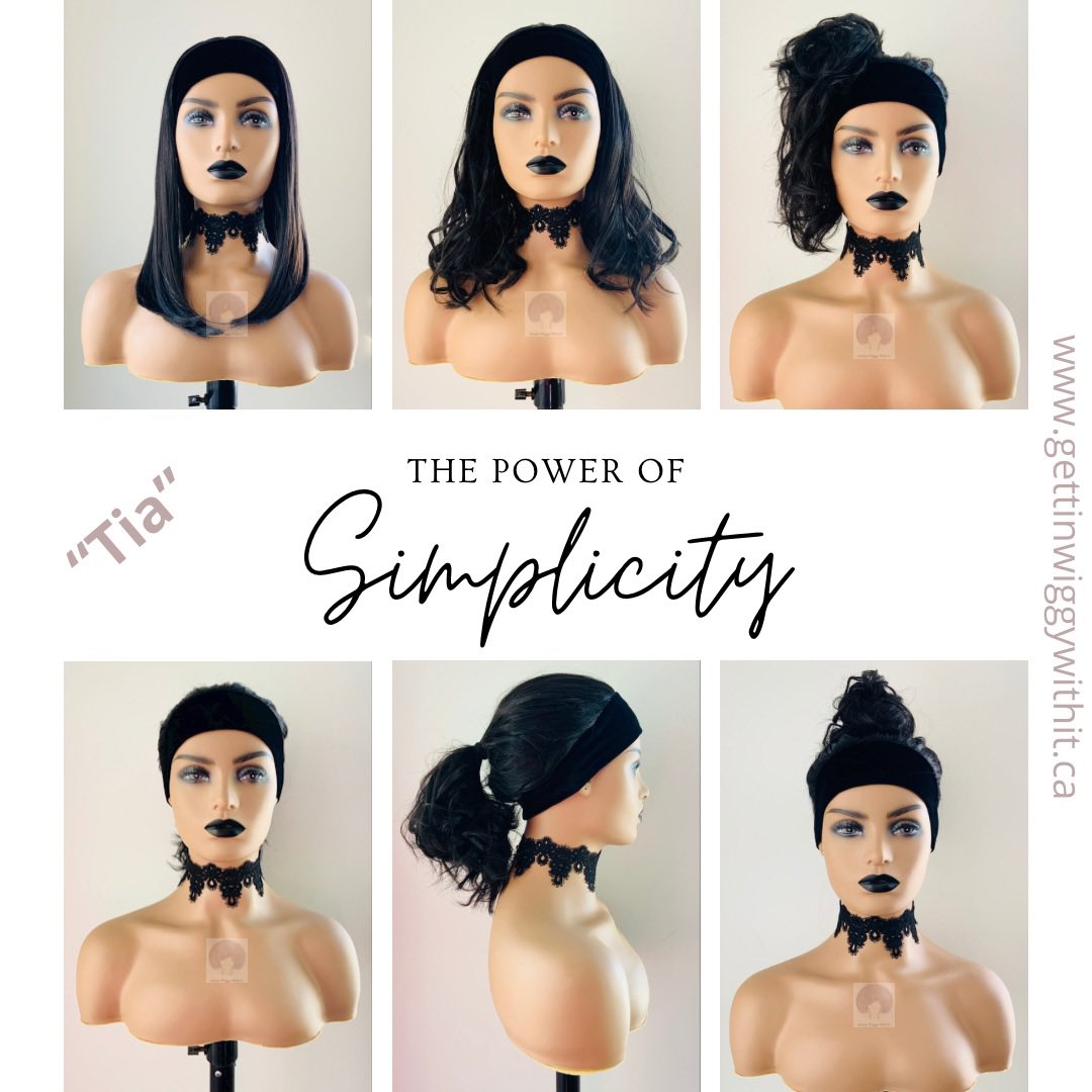 The Versatility & Simplicity of Tia” our 
Headband Wig 🖤

#gettnwiggywithit #changeitup #headbandwigs #canadasonlinewigboutique #blackwigs #brownwigs #auburnwigs #syntheticwigs #curlingironsafewigs