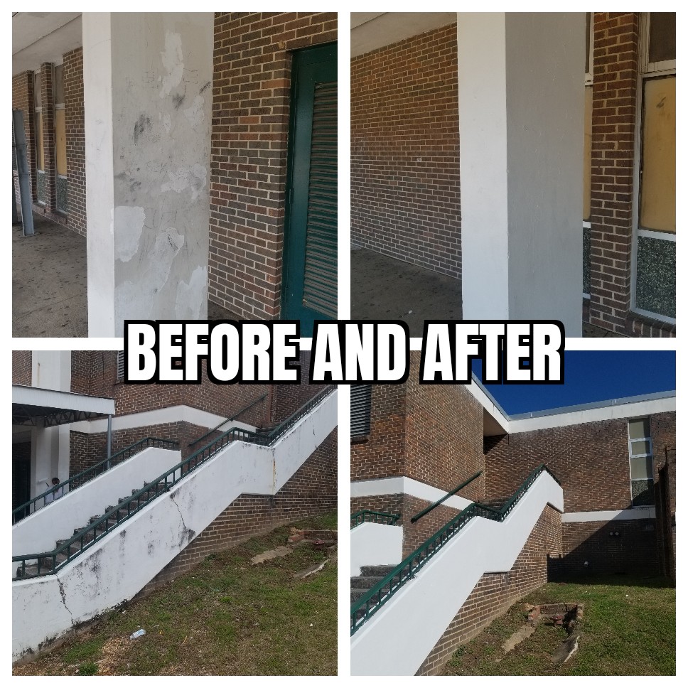 MrDLTJr's tweet photo. Special thanks to Kappa Delta Pi Education Honor Society at Auburn University at Montgomery for volunteering to paint at Jeff Davis High School. #JDVols #VolunteerPride @dpmjdhs @JeffDavisHighS2 @JDActivities https://t.co/kBrklQYV4K