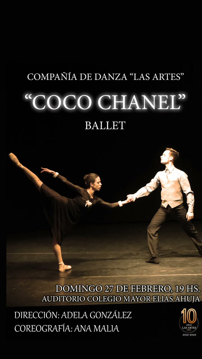 es.gestionentradas.com/proximos-event…
"Cocó Chanel ballet" . Compañía de danza Las artes. 27 de febrero a las 19h en Auditorio del Colegio Mayor Elías Ahuja. Os esperamos! #danceforever #balletpassion #balletcompany #danza_lasartes #anamalia_dance #keepcalmanddance #choreography