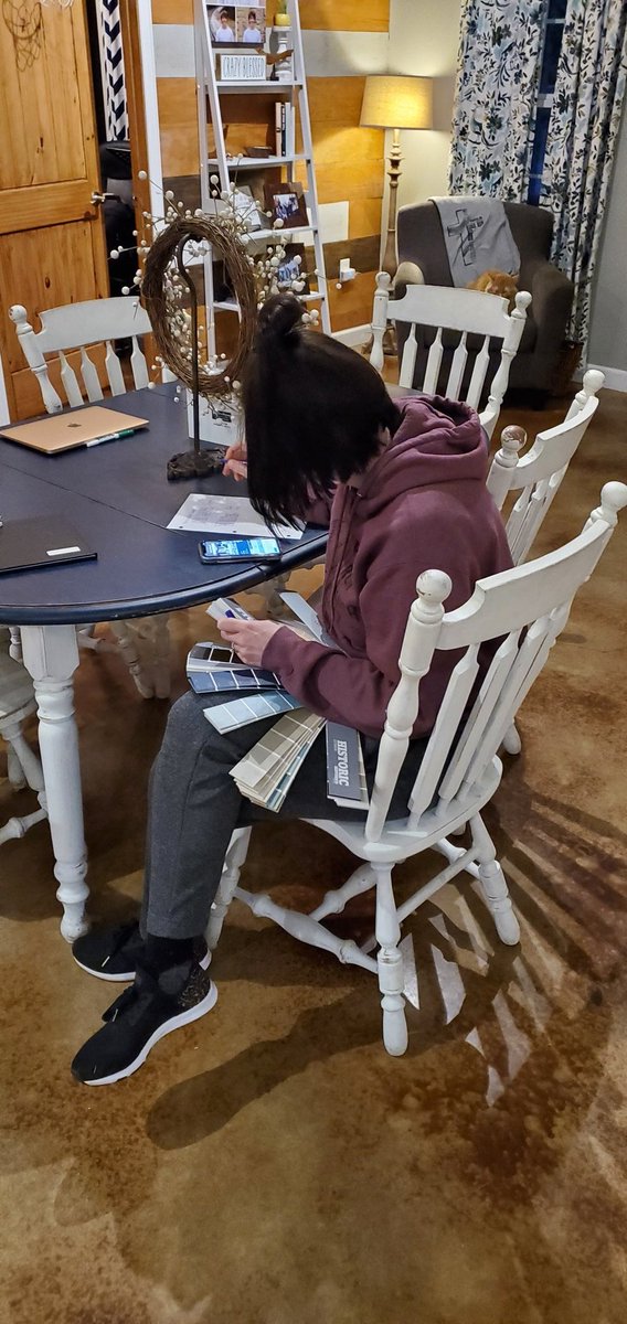 homerunranch's tweet photo. Mrs. Lana working on the color pallette for the new youth ministry building! 
So excited for her and the students she leads! 
#youthministry 
#buildingtime https://t.co/zlapDxWccK