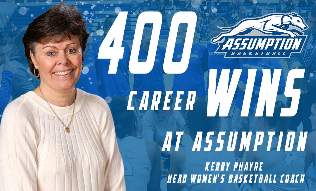 Assumption University Athletics (@goassumptionu) on Twitter photo Big congrats to <a href="/AssumptionWBB/">AssumptionWBB</a> Head Coach <a href="/KerryPhayre/">Kerry Phayre</a> on securing her 400th win at Assumption with a victory over New Haven today! Thank you for your dedication and hard work on and off the court! #houndproud Big congrats to <a href="/AssumptionWBB/">AssumptionWBB</a> Head Coach <a href="/KerryPhayre/">Kerry Phayre</a> on securing her 400th win at Assumption with a victory over New Haven today! Thank you for your dedication and hard work on and off the court! #houndproud