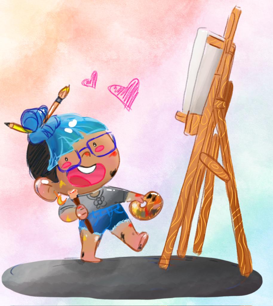 Ludwianna's tweet photo. Llena de pintura y alegría 🌈
#selfportrait #art #illustrations https://t.co/Z3G9sDYoSJ