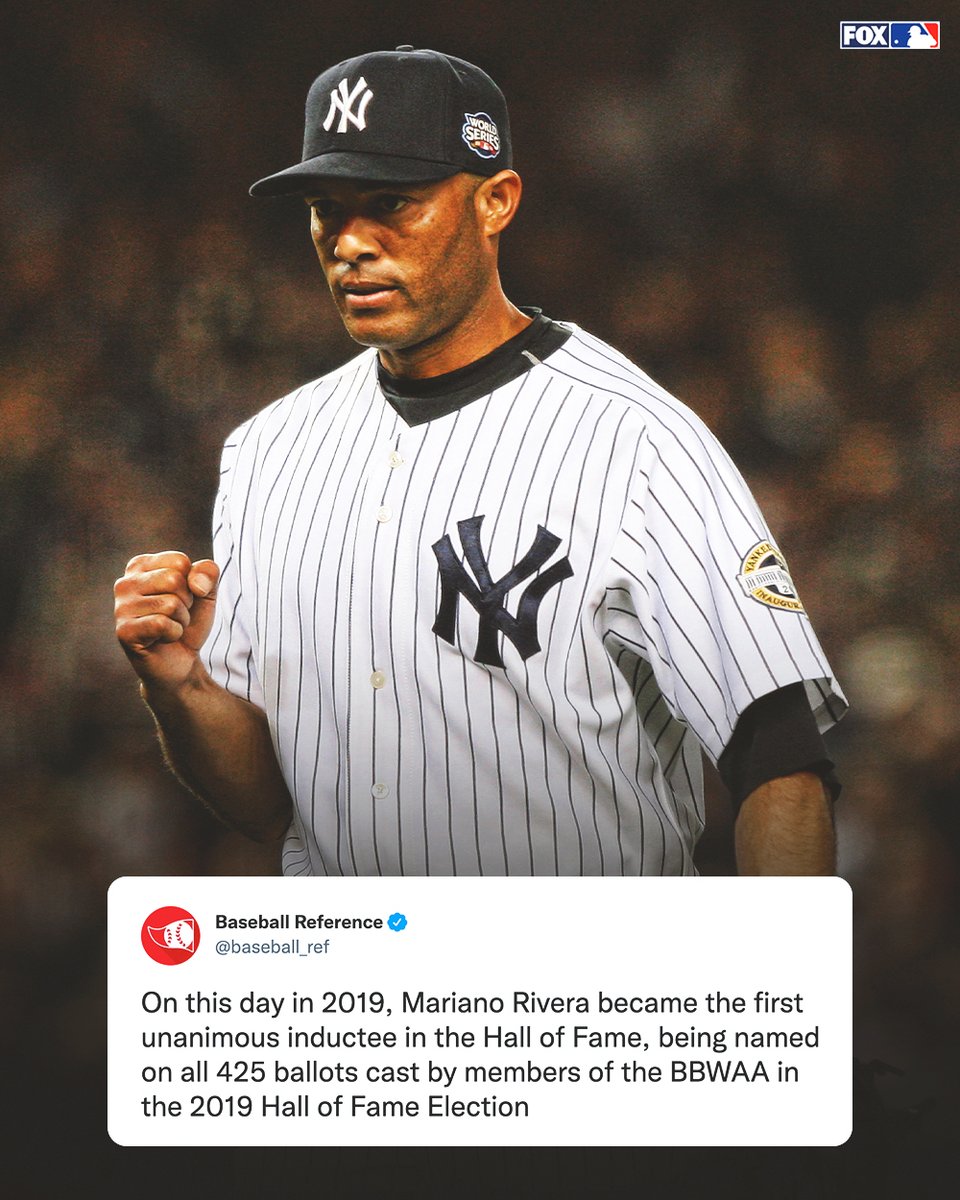 MLBONFOX's tweet photo. Mariano Rivera is the only player to be unanimously voted into the Baseball Hall of Fame 🗳️ https://t.co/hVLpp0Ipbd