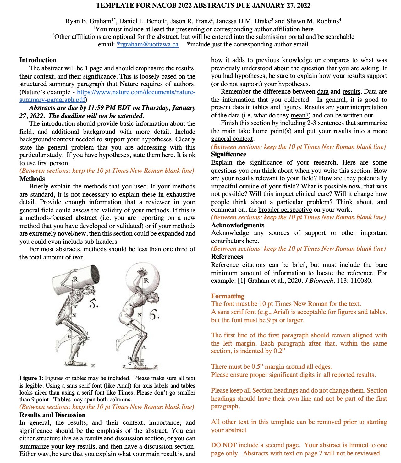 American Society Of Biomechanics Deadline To Submit Nacobiomechs Abstracts For Individual Oral And Poster Submissions Due In 5 Days Jan 27 Template Available At T Co Mqne458mkm See You In Ottawa