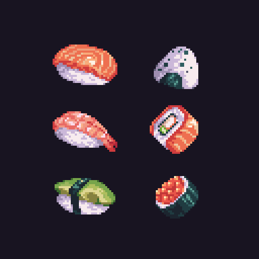 Pixel Art Journey on X: Felt like drawing some 32x32 sushi