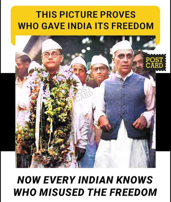 CharkhaDut's tweet photo. Pictures says everything 
#SubhashChandraBose https://t.co/J8EyK47YF3