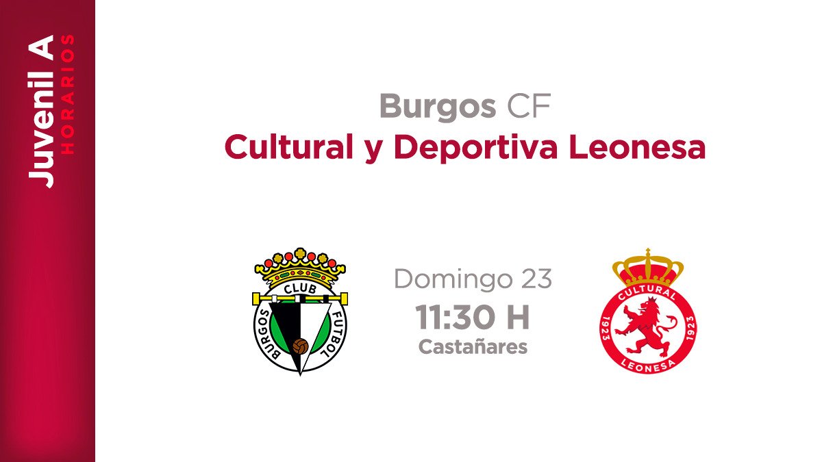 #CyDLDH Juvenil A 

⚽ División de Honor 
🏆 Jornada 18
🆚 <a href="/Burgos_CF/">Burgos Club de Fútbol</a> 
🕢 11:30
🏟️ Ciudad Deportiva de Castañares