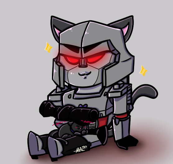 snkFTW443's tweet photo. Here's Megs with a cat. Cuz. (Here's two versions with or without huge sun-like light, depending of which one y'all like more). ✨
#Transformers #WFCtrilogy #Megatron #fanart https://t.co/mH8dAZLNU9