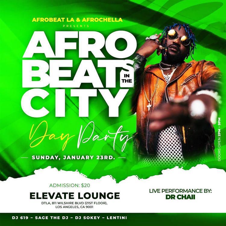 First official day party of 2022! Hosts @afrobeatfriday and <a href="/afrochella_/">Afrochella</a> presents AFROBEATS IN THE CITY DAY PARTY! With 🔥🔥🔥 🔥 beats from @peter_lentiini <a href="/itsdrchaii/">Dr. Chaii</a> @darshana_sage <a href="/dj619gh/">Dj619gh</a> @lowkeysokey !
✨
✨
#ElevateLounge #ElevateDTLA #dtlaproud #dtlanights