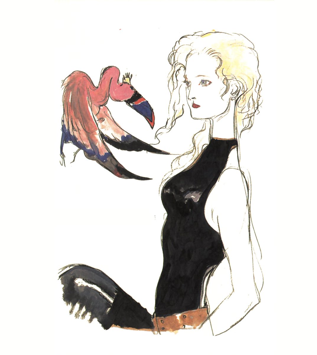 gameartarchive's tweet photo. Artwork of Natalie in 'Front Mission' on the Super Famicom, made by Yoshitaka Amano. https://t.co/jubnj9Bx4p