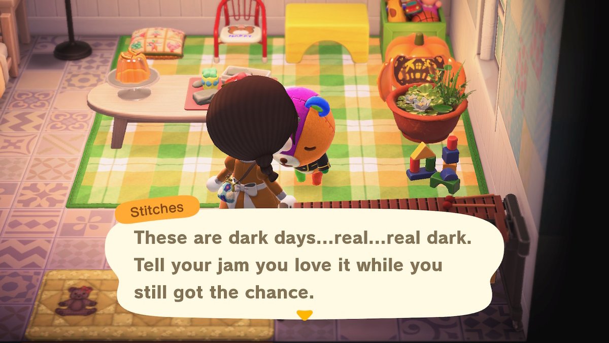 _FallingLeaves's tweet image. Stitches just out here being real #stitches #lazyvillager #funny #AnimalCrossing #ACNH #NintendoSwitch