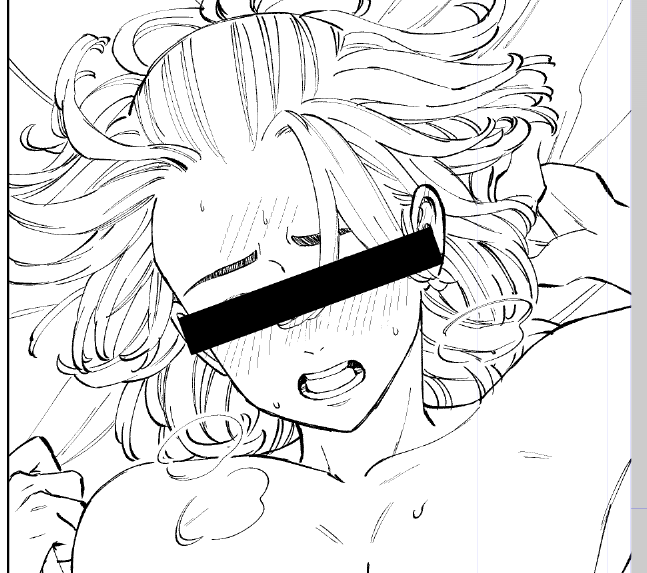 ふわふわ金髪BIG LOVEで泣きながらペン入れしたコマ見て エロ漫画だからちょっとあれ(どれ)かなと思って目線入れたらよけいあれになった 