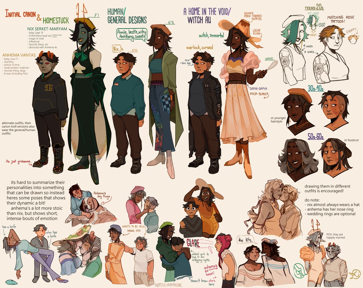 ref sheet for my two favorite ocs (theyre married but divorced 4x) #anhemaquest