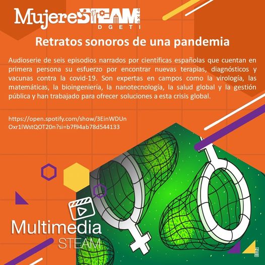 MujerSTeamDGETI's tweet photo. Este #Sábado de #MultimediaSTEAM les compartimos un podcast de la Agencia SINC quién estrena una audioserie llamada “Las científicas del coronavirus”. Un podcast que busca dar soluciones a esta crisis sanitaria global.
National Geographic Society.
https://t.co/7lFbz6hbec... https://t.co/Na0SYIaGLc