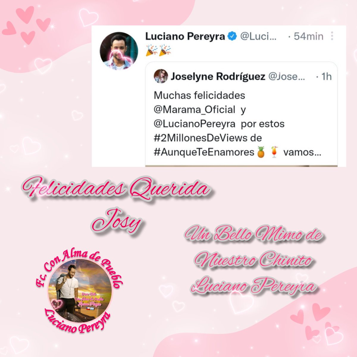 maricel_bustos's tweet photo. Felicitaciones querída @JoselyneRodrgu8 por este hermoso mimo de nuestro bello @LucianoPereyra
Somos fc. @Almadepueblolp 🇨🇱💖🇦🇷
@UMArgentina
@UMusicChile
@LujanProd
@NicoGaribotti
@bizarrolivecl https://t.co/mdda47lkIs