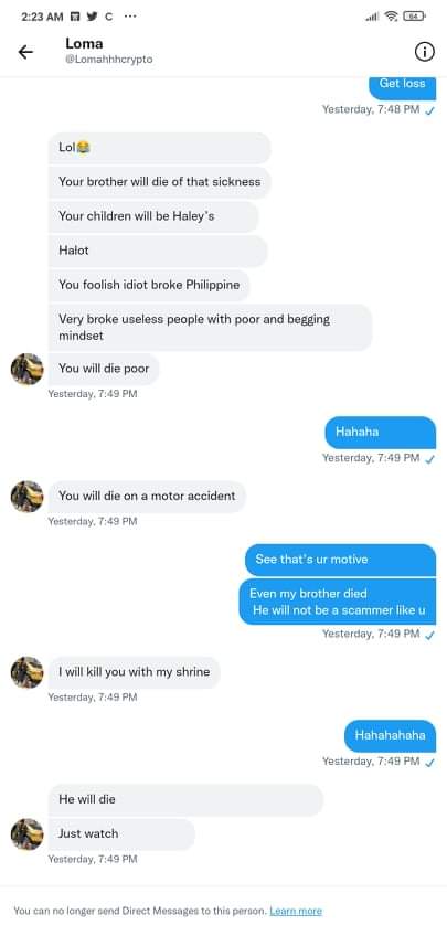 samuelbardon1's tweet photo. @LomahCrypto Beware of Scammer https://t.co/jOs00u3Mv3