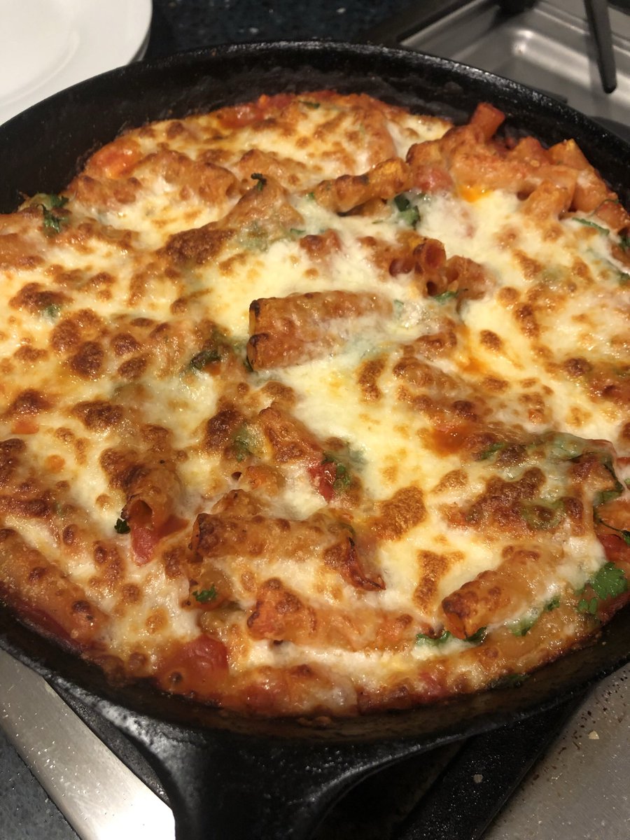 Cast iron baked ziti. 