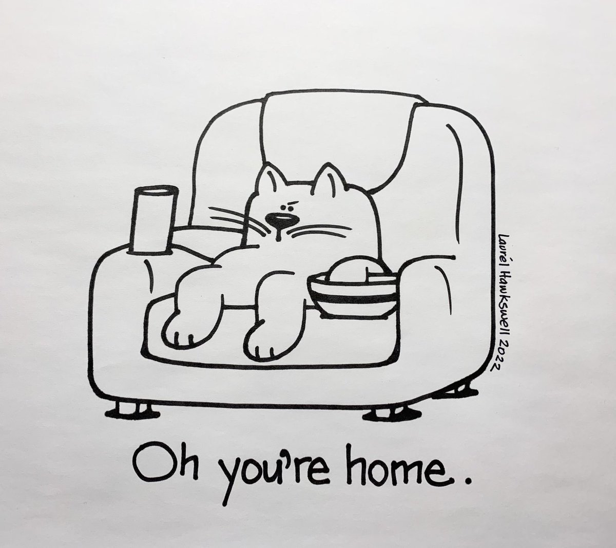 My Daily Doodle.                                 Oh you’re home. #Yeg #rt #cartoon #DailyDoodle #FreelanceArtist #cats