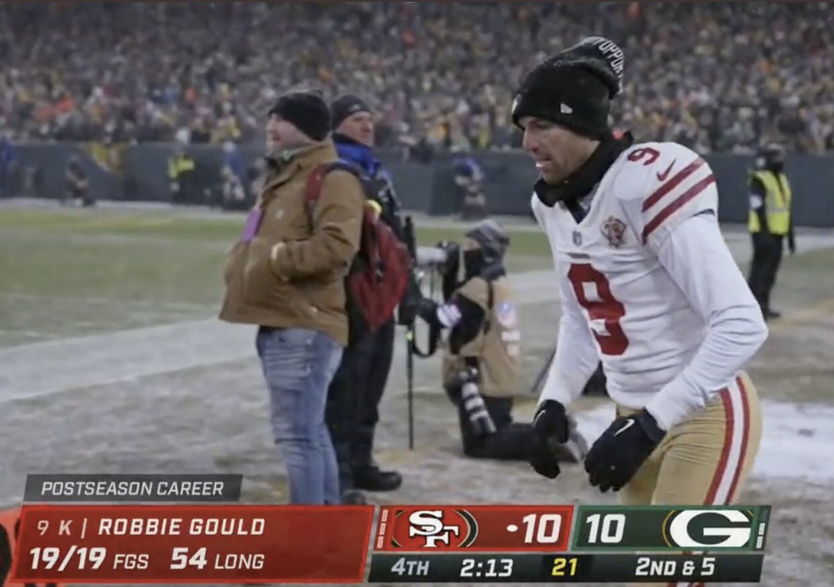Coach_Yac's tweet photo. PSA: Robbie Gould is worth every single penny. #49ers https://t.co/aW7x7vazQ4