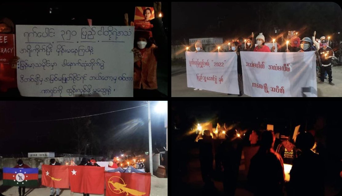 tweet4burma's tweet photo. Pro-democracy residents of Kale marched once again and demonstrated a persistent protest to overthrow military regime today.   #SanctionMOGE #TakeAction_NoMoreWords #2022Jan23Coup #WhatsHappeningInMyanmar https://t.co/WW740BYX2k