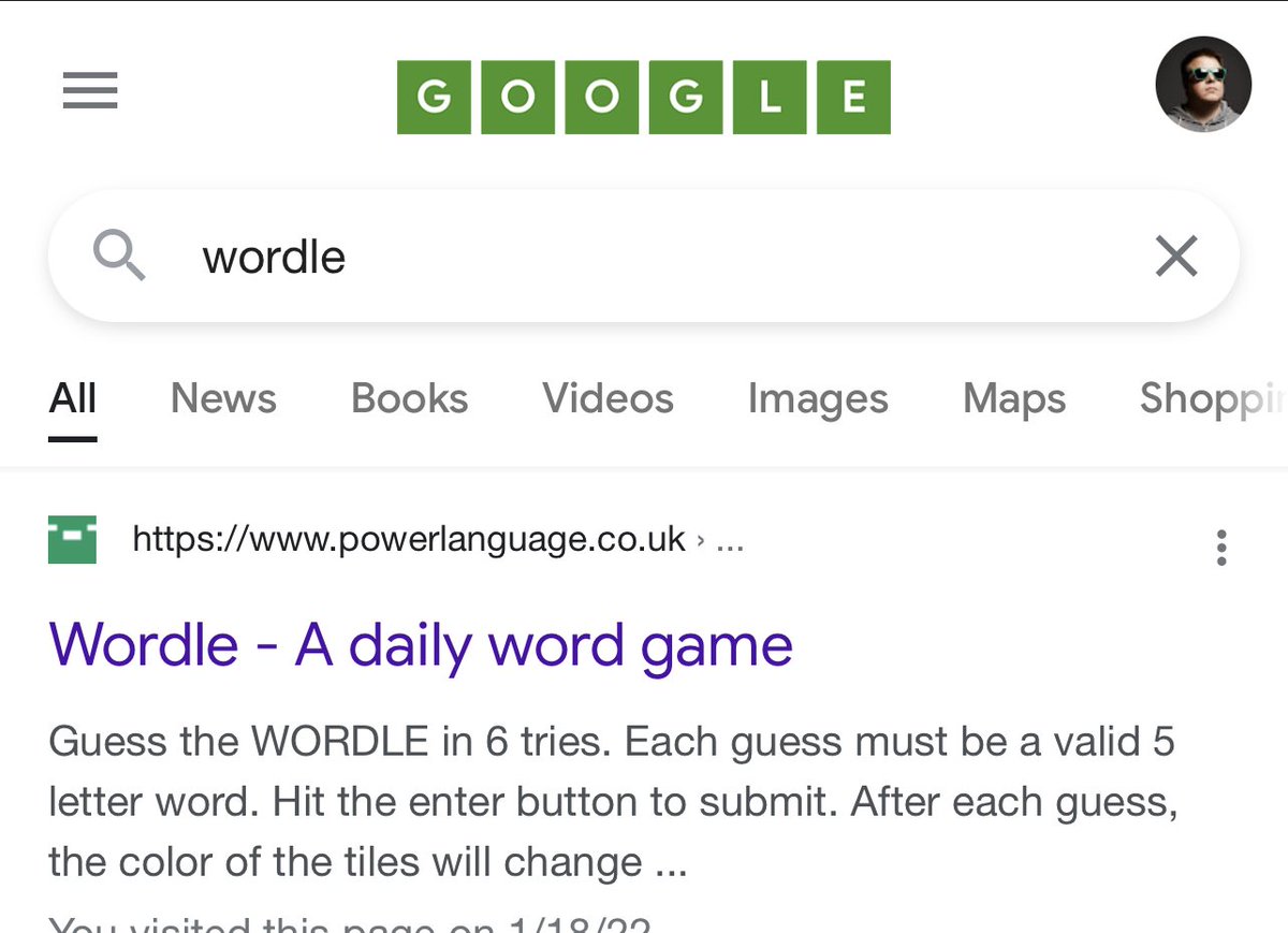 Searching for “wordle” on Google yields a little Easter egg.