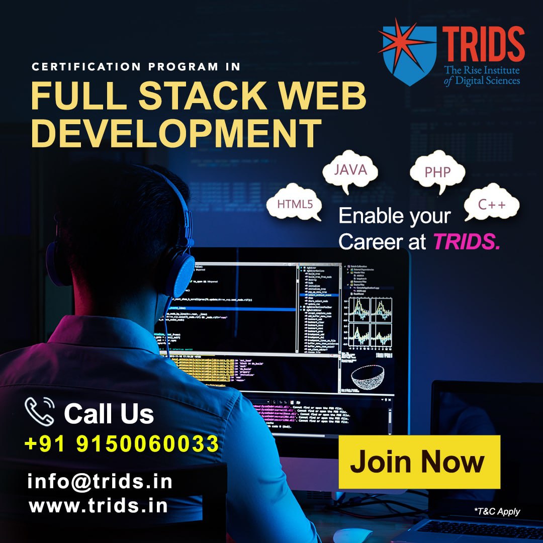 TRIDS begins Full stack web development classes on February 01, so hurry to register yourself.

To Register: trids.in 

#cloudcomputing | #FullStackWebDeveloper | #fullstackdevelopment | #DataScience | #coding | #DevOps | #HTML | #Python