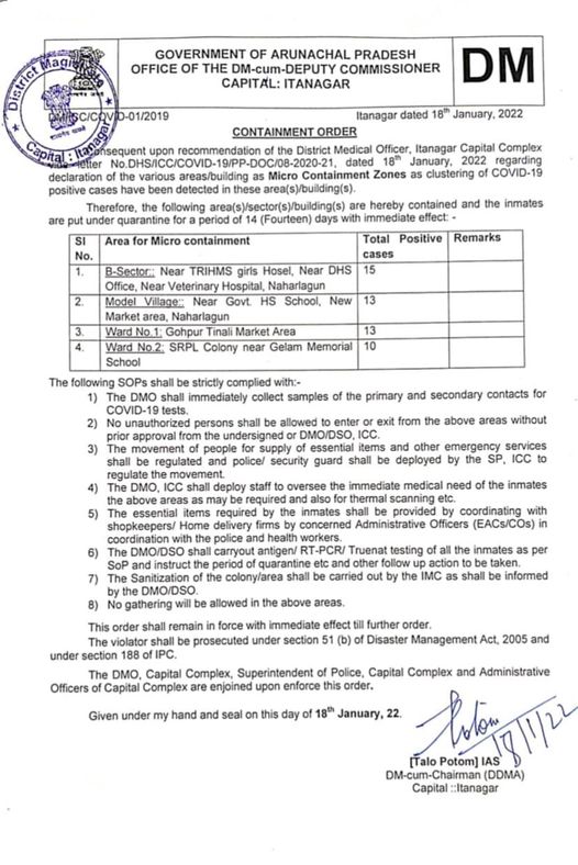 The following areas/ sectors/ buildings  have been declared as Micro Containment Zone as clustering of COVID-19 positive cases have been detected in these areas/buildings.