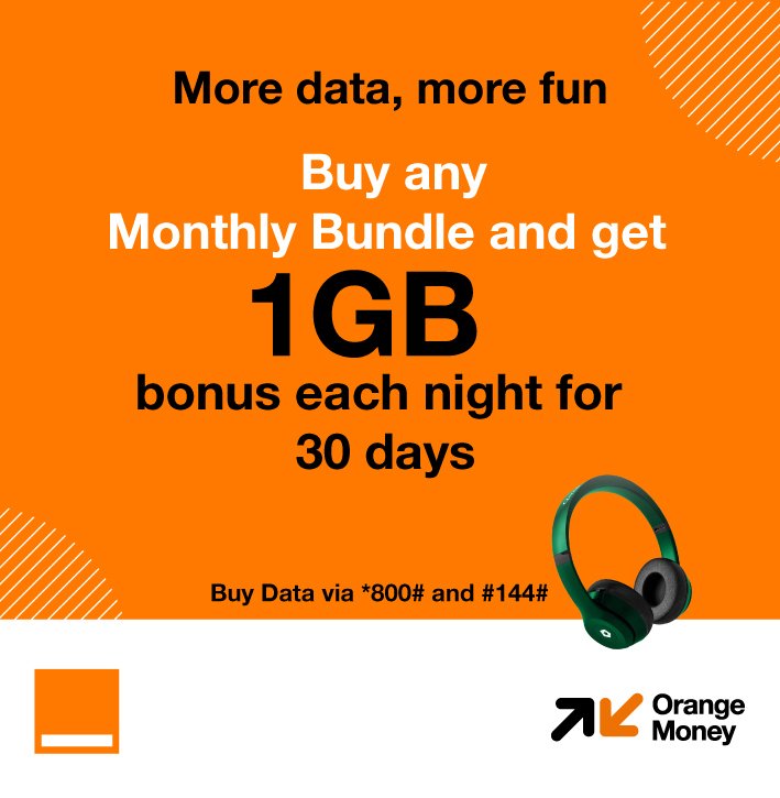 Orange_sierra's tweet photo. Sunday Funday!🎉🎉🎊
Get more data to share all the fun moments with friends and family. 🤳📸
Subscribe to any of our monthly packages and get +1GB bonus data each night.
To enjoy buy data via *800# and #144#
#moredatamorefun
#Orange
#OrangeMoney https://t.co/JqYq7oWOTe