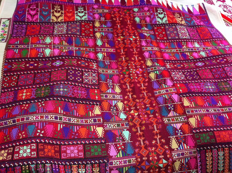 One of 12 embroidered panels for the '12 Windows' project with artist Mona Hatoum, intended to present a visual map of Palestine, through motifs, stitches and patterns, created by women in Palestinian refugee camps in Lebanon #UnravellingWomensArt