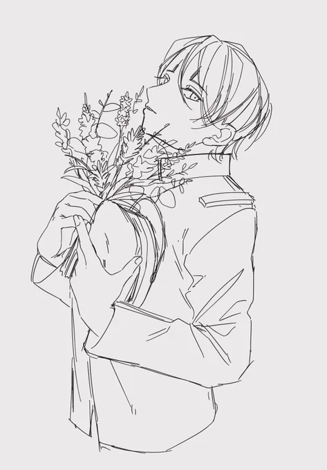 この少尉めっちゃ可愛く描けたな… 