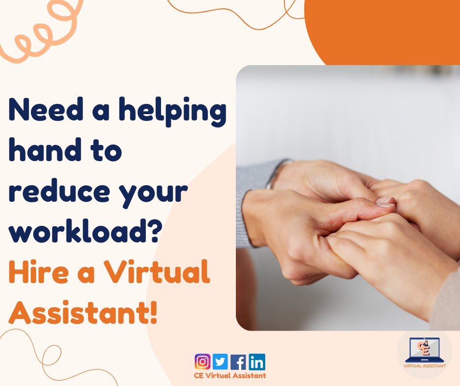 CristelleEgera's tweet photo. You should engage a virtual assistant if you find yourself spending the majority of your time on such time-consuming daily duties.

For full article, visit my FB Page: CE Virtual Assistant

#CEVirtualAssistant
#DeliveringExpressiveStrategy
#helpinghand
#bossbabe
#hireaVAnow https://t.co/gHiKjS6E8w