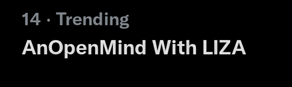 LizQuensUNITE_'s tweet photo. We are Trending at Rank 14.

AnOpenMind With LIZA https://t.co/lKjB62mm5t