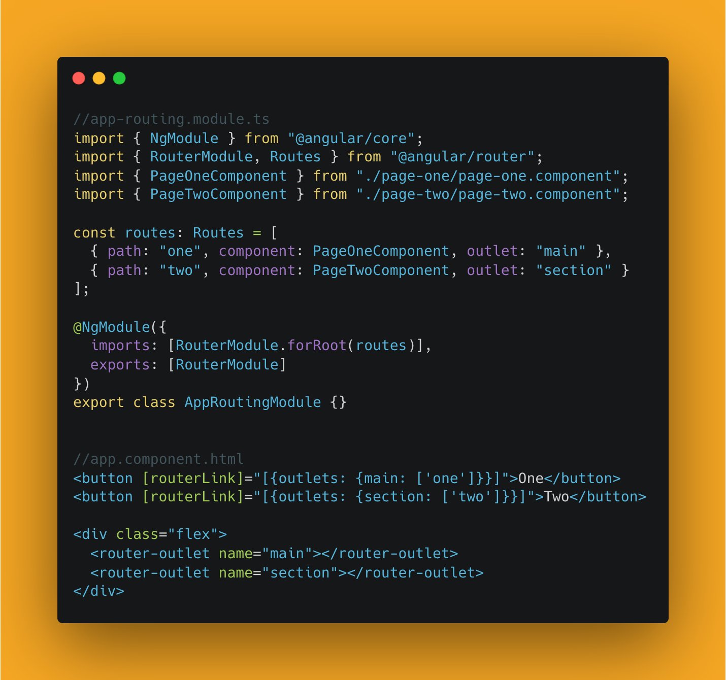 Mini Bhati on Twitter: "#Angular Tip: Named Router Outlet (Thread 🧵) Want to create multiple <router-outlet> in your application? Add name attribute to <router-outlet> and create secondary routes in your application. https://t.co/3kKPHv3NSo" / Mini Bhati on Twitter: "#Angular Tip: Named Router Outlet (Thread 🧵) Want to create multiple <router-outlet> in your application? Add name attribute to <router-outlet> and create secondary routes in your application. https://t.co/3kKPHv3NSo" /