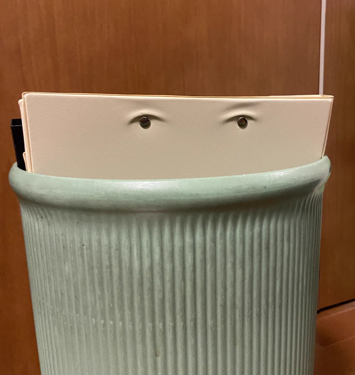 捨てようとしたのに…ごみ箱の中のバインダーと目が合ってしまったw